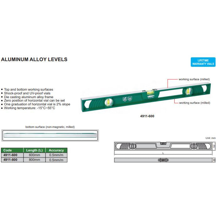 Insize Aluminiun Alloy Level 800mm Series 4911-800