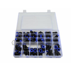 60pc Metric Pneumatic Push in Air Line Hose Joiner Grab Kit Assortment - Twin Eagle Imports