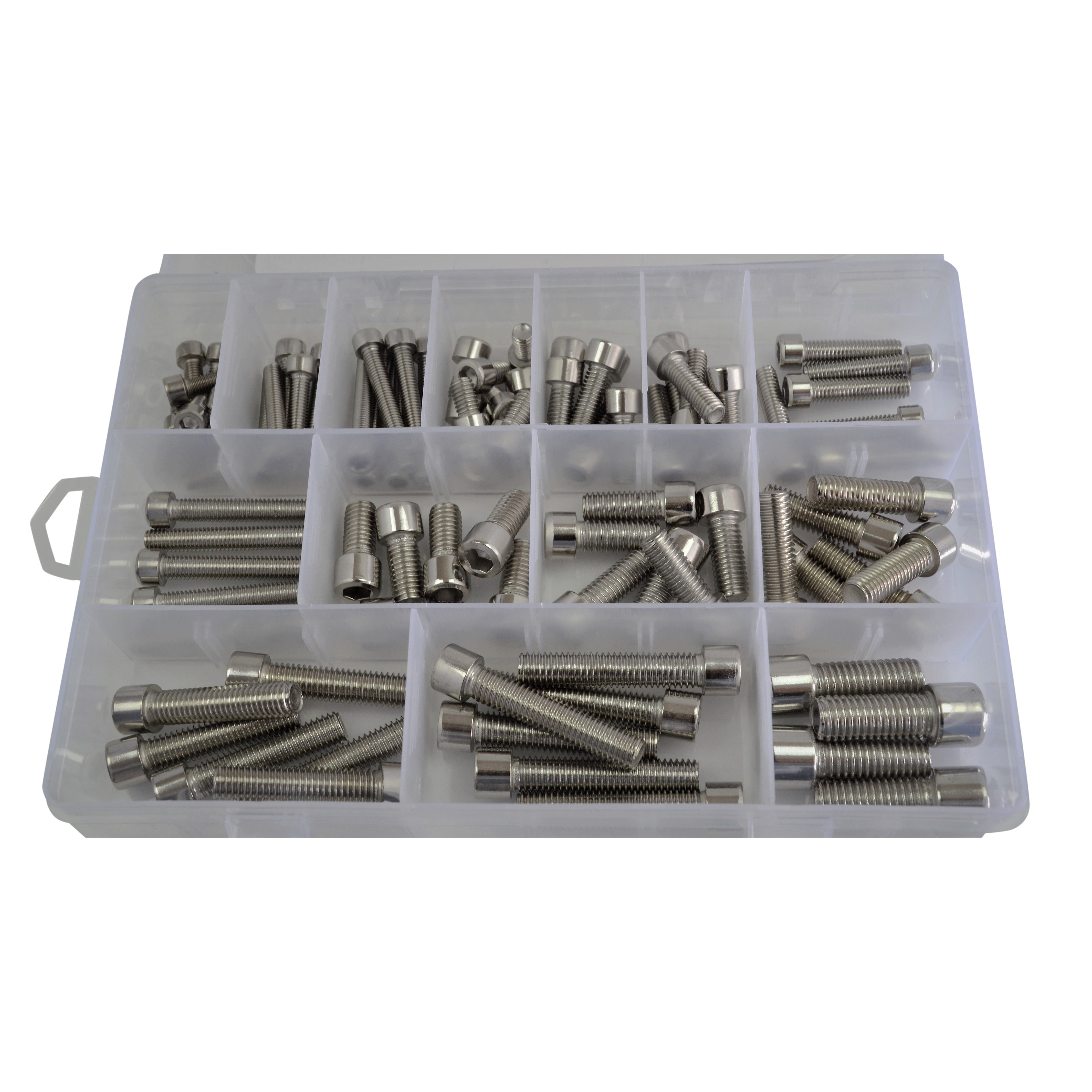 90 pc 304 Stainless Steel Cap Screw Bolt Grab Kit Assortment M5 - M10 Allen Head