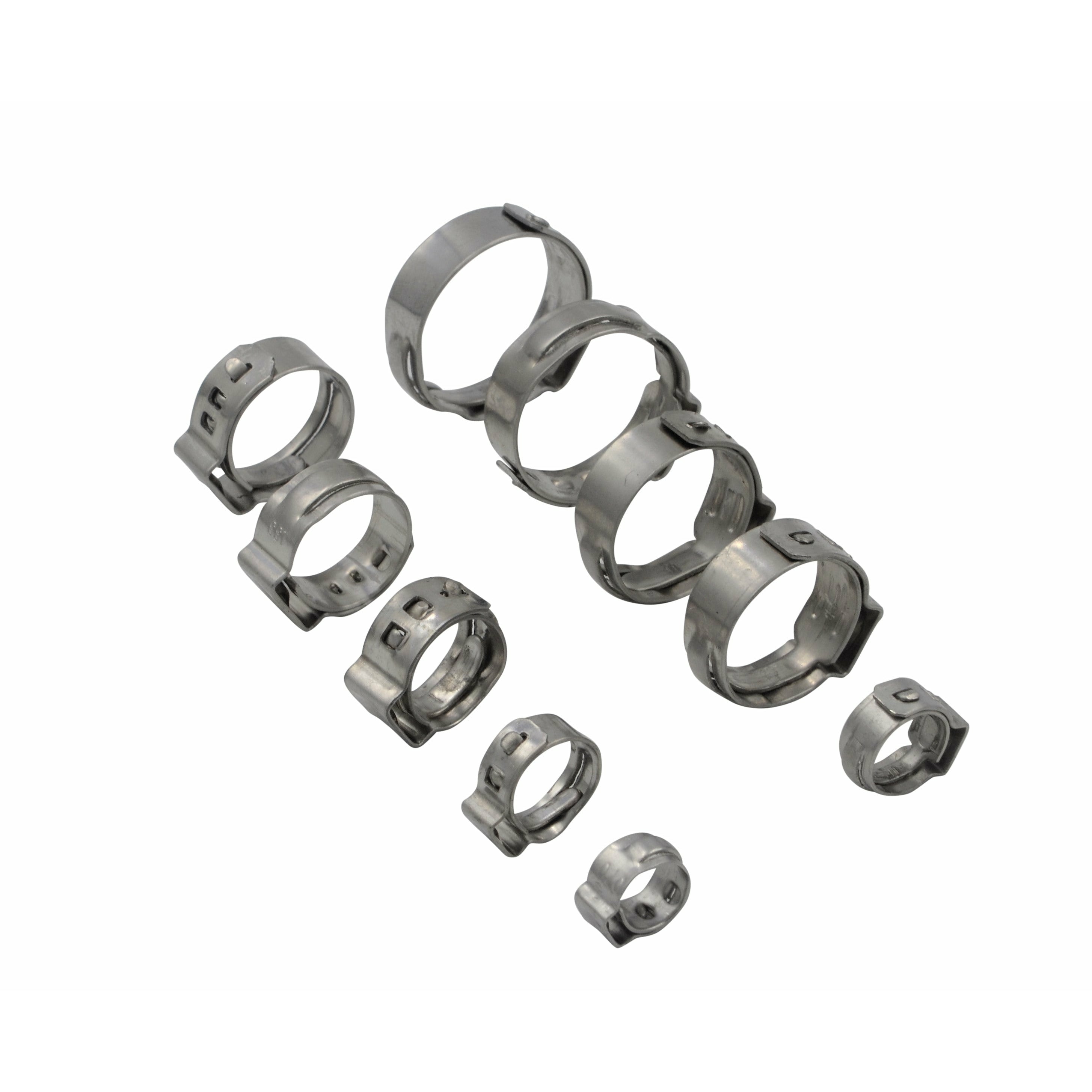 100 Piece 304 Stainless Steel 17.8-21mm Ear Hose Clamp Grab Kit Assortment