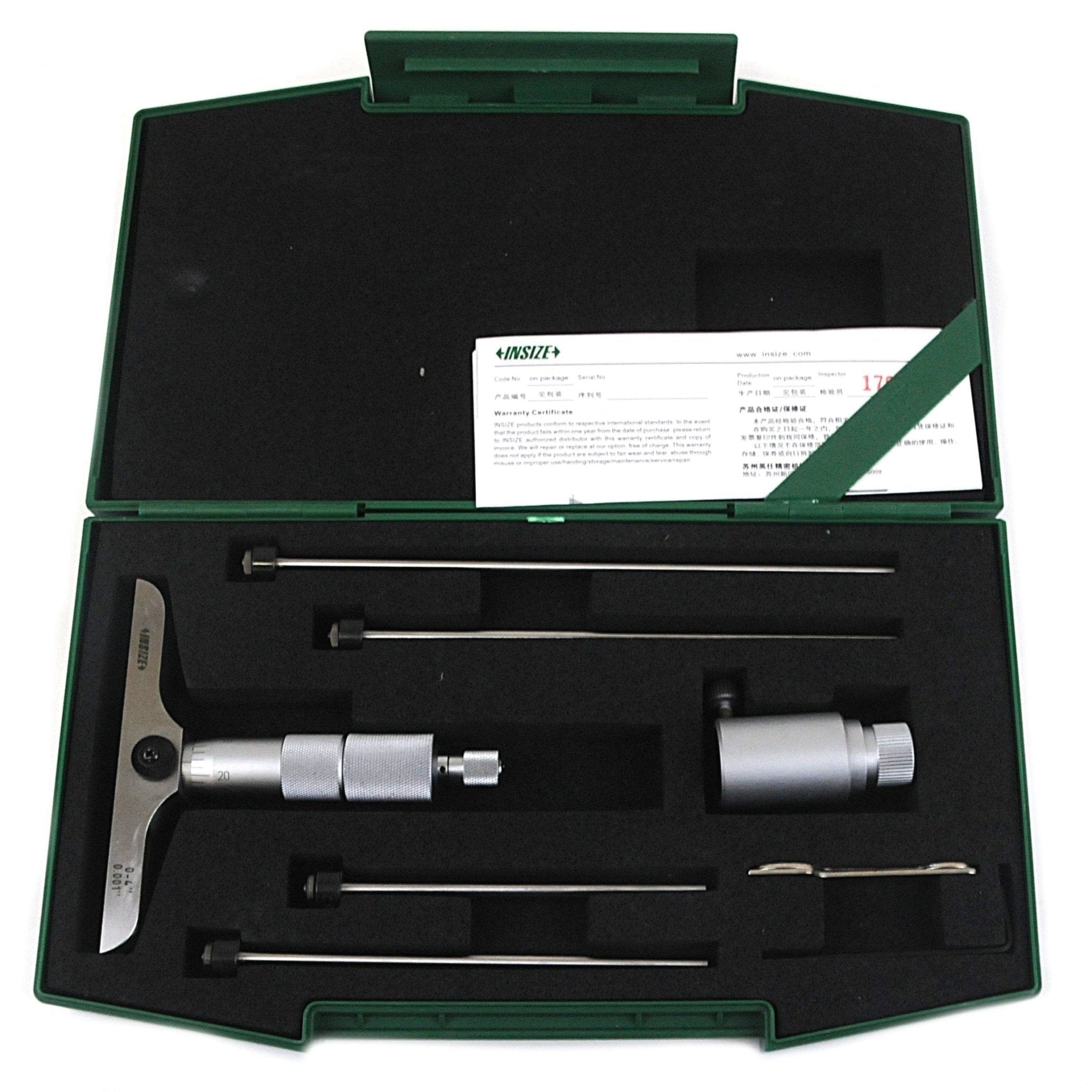Insize 4pc Imperial Depth Micrometer 0-4" Range Series 3241-4 - Twin Eagle Imports