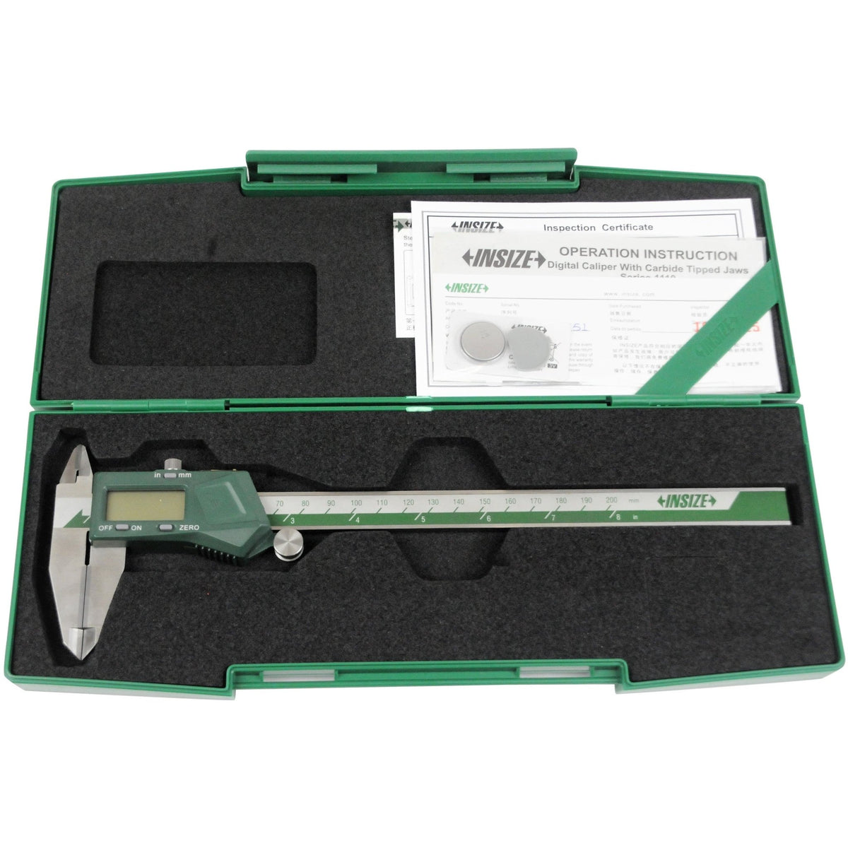 Insize Digital Caliper TCT 0-200mm/0-8" Range Series 1110-200A - Twin Eagle Imports