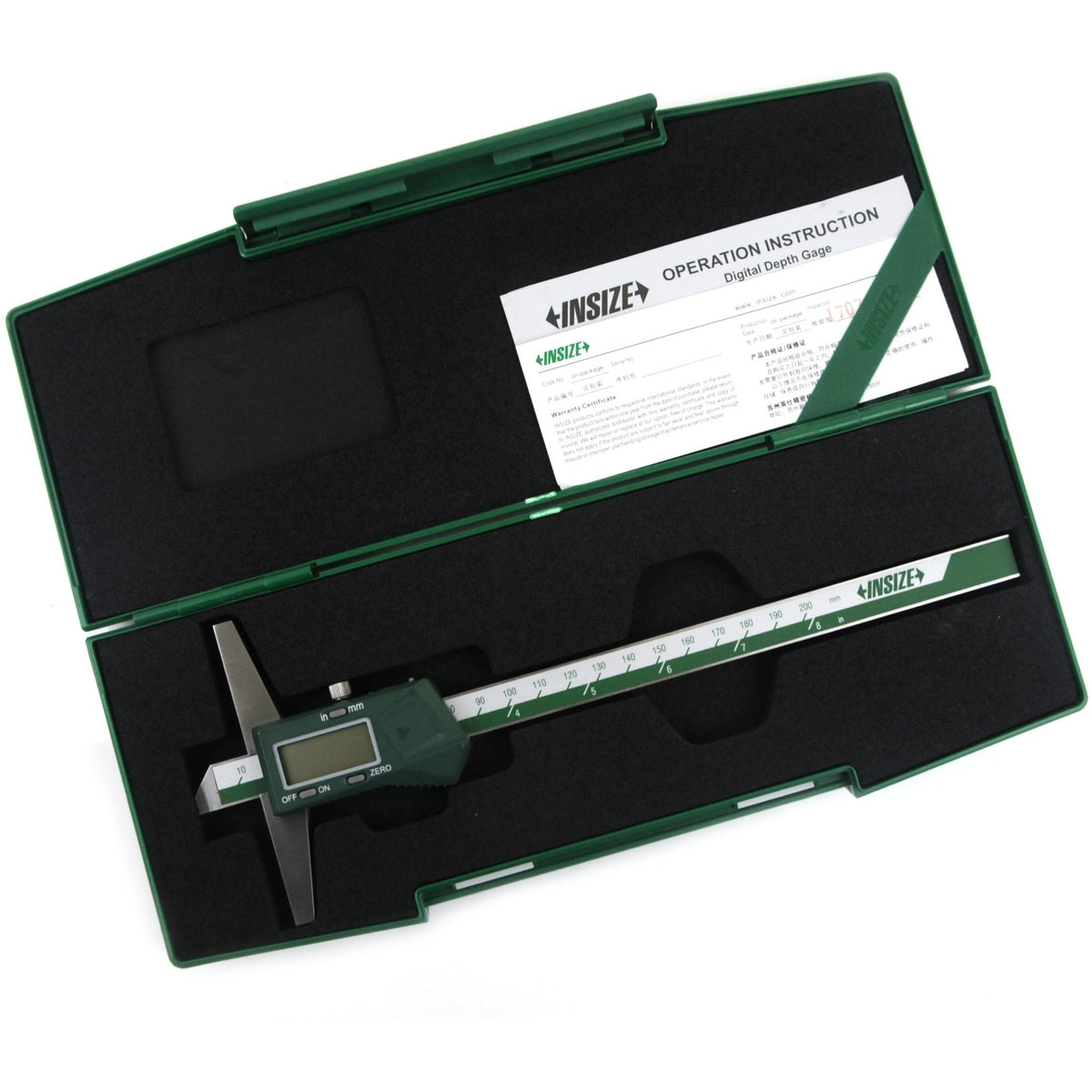 Insize Digital Depth Gauge 0-200mm/0-8" Range Series 1141-200A - Twin Eagle Imports