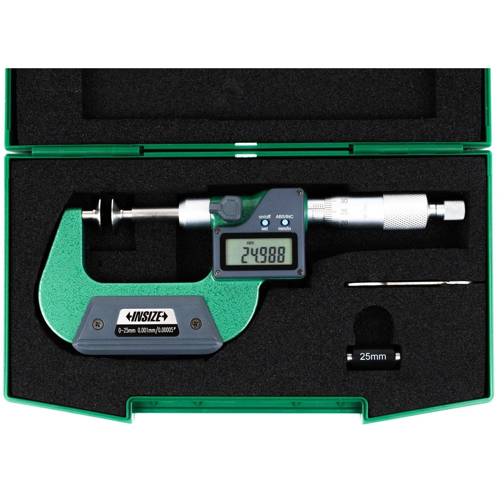 Insize Digital Spindle Disc Micrometer 0-25mm Range Series 3594-25A - Twin Eagle Imports