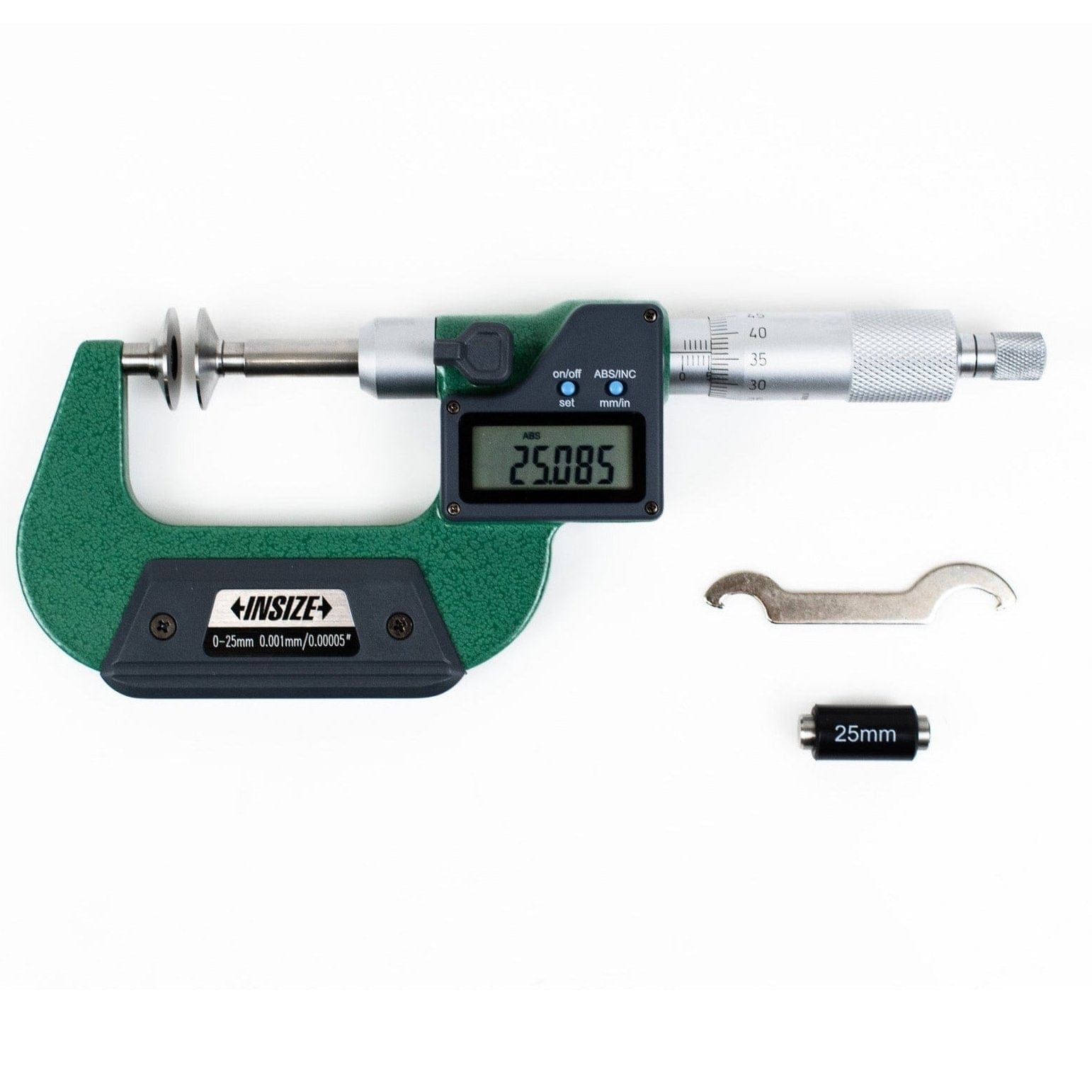 Insize Digital Spindle Disc Micrometer 0-25mm Range Series 3594-25A - Twin Eagle Imports