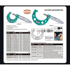 Insize Imperial Outside Micrometer Set 0-3" Range Series 3203-33A - Twin Eagle Imports