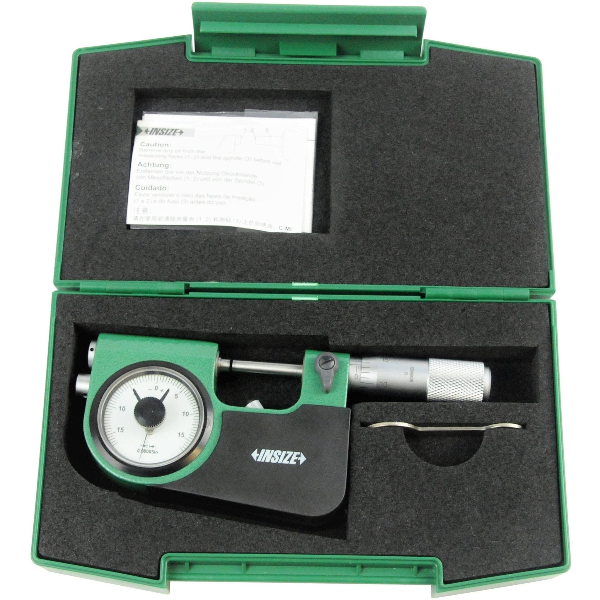 Insize Indicating Micrometer with Support 0-1" Range Series 3332-1 - Twin Eagle Imports