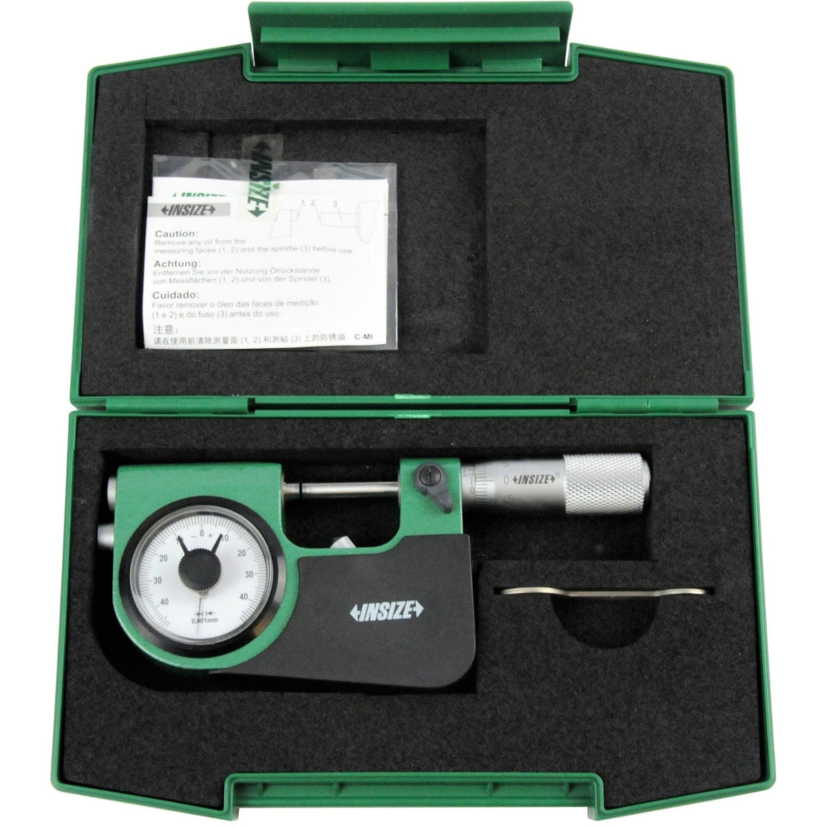 Insize Indicating Micrometer with Support 0-25mm Range Series 3332-25 - Twin Eagle Imports