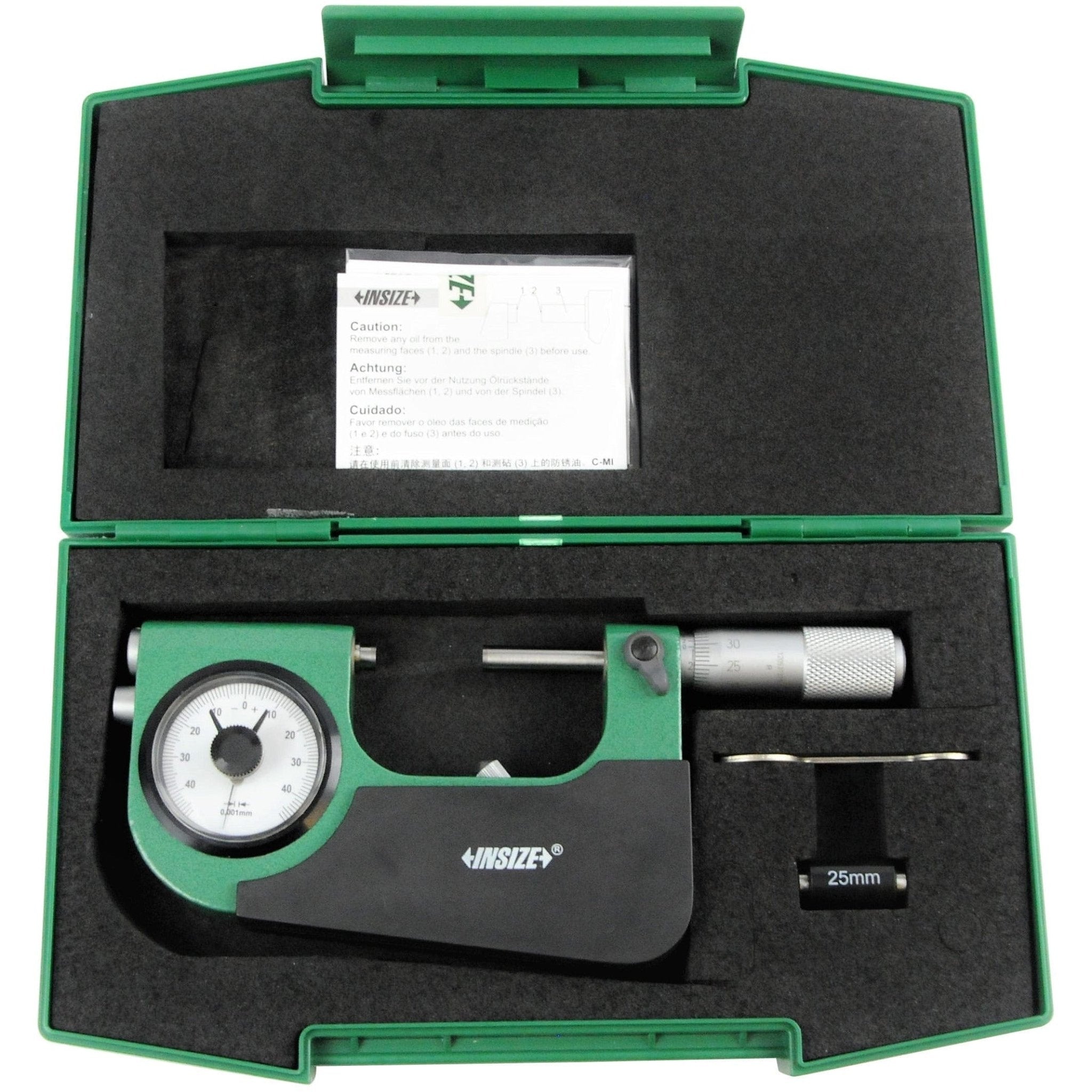 Insize Indicating Micrometer with Support 25-50mm Range Series 3332-50 - Twin Eagle Imports