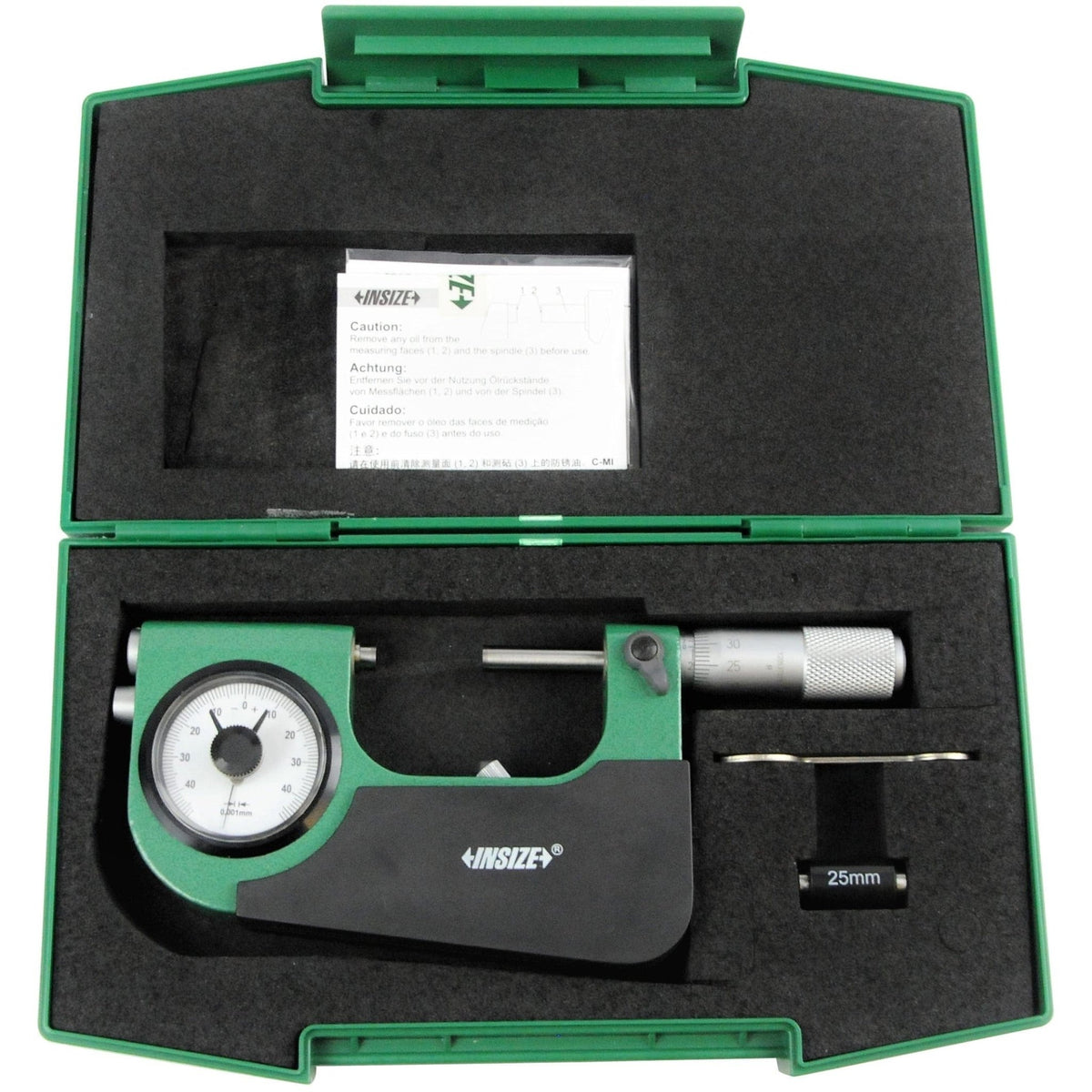 Insize Indicating Micrometer with Support 25-50mm Range Series 3332-50 - Twin Eagle Imports
