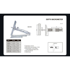 Insize Imperial Depth Micrometer 0-150mm Range Series 3240 - 150