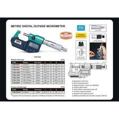Insize IP65 Digital Outside Micrometer 0-25mm / 0-1" Range Series 3108-25A - Twin Eagle Imports