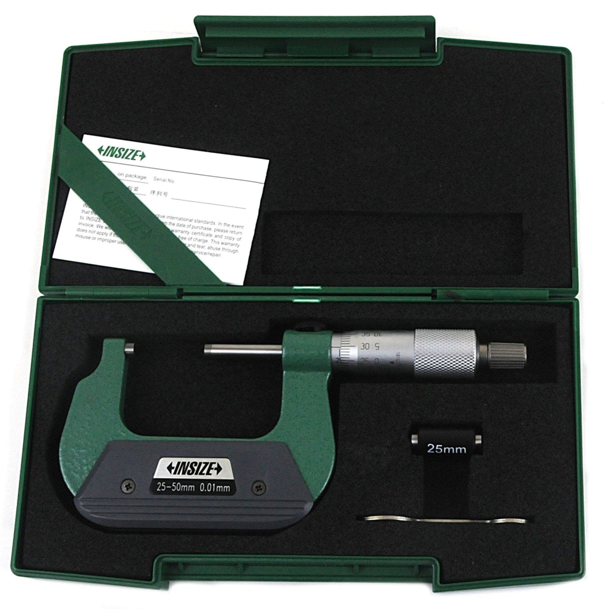 Insize Left Hand/Right Hand Outside Micrometer 25-50mm Range Series 3236-50B - Twin Eagle Imports
