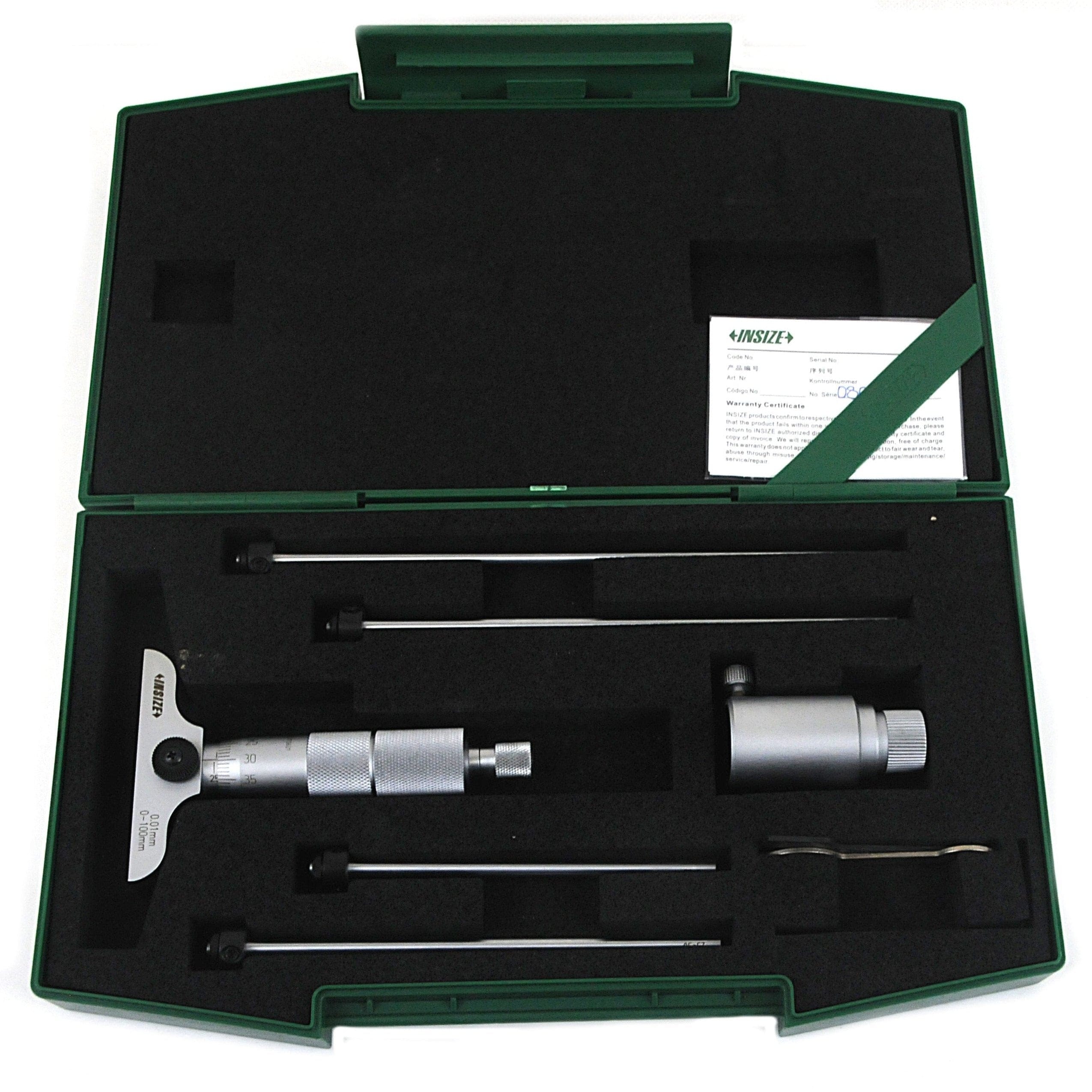 INSIZE Measuring Equipment Insize 4pc Metric Depth Micrometer 0-100mm Range Series 3241-B100