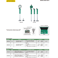 INSIZE MEASURING EQUIPMENT Insize Bore Gauge Set 0.7-6" Range Series 2824-S3E