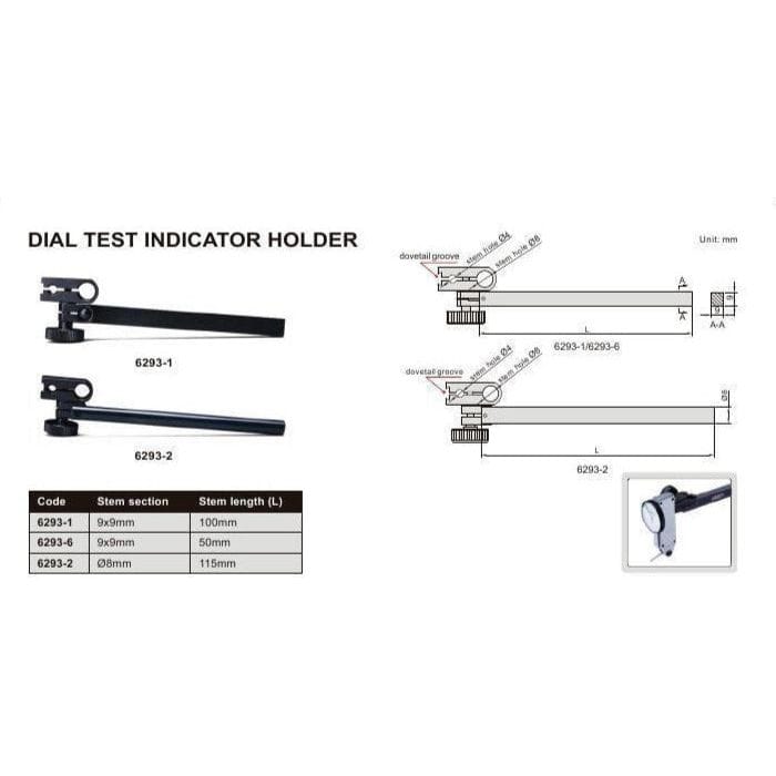 INSIZE MEASURING EQUIPMENT Insize Dial Test Indicator Holder Ø8 mm x 115 mm Series 6293-2
