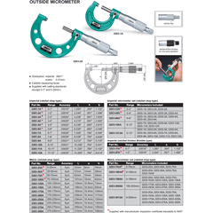 INSIZE Measuring Equipment Insize Imperial Outside Micrometer 3-4" Range Series 3203-4A