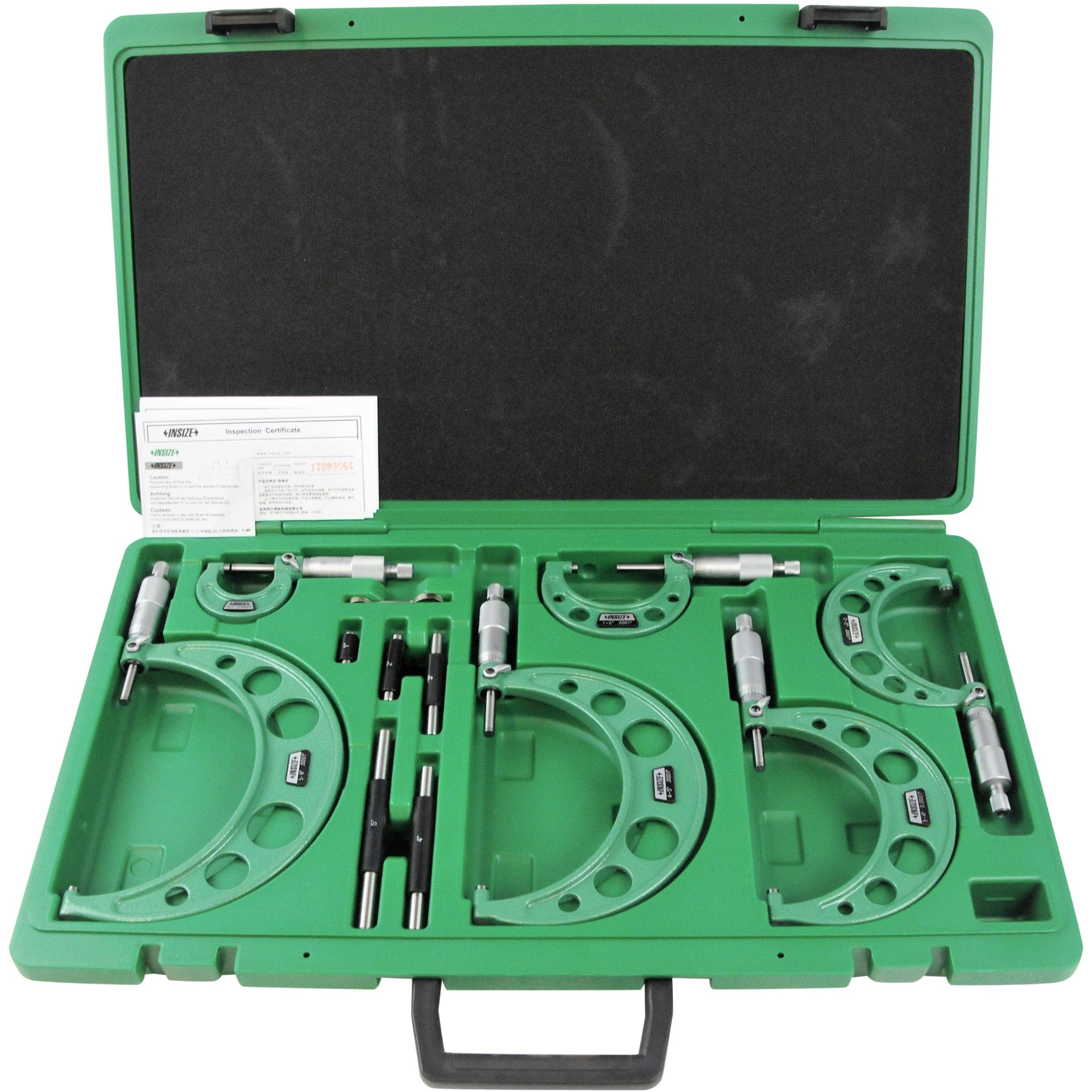 INSIZE Measuring Equipment Insize Imperial Outside Micrometer Set 0-6" Range Series 3203-66A