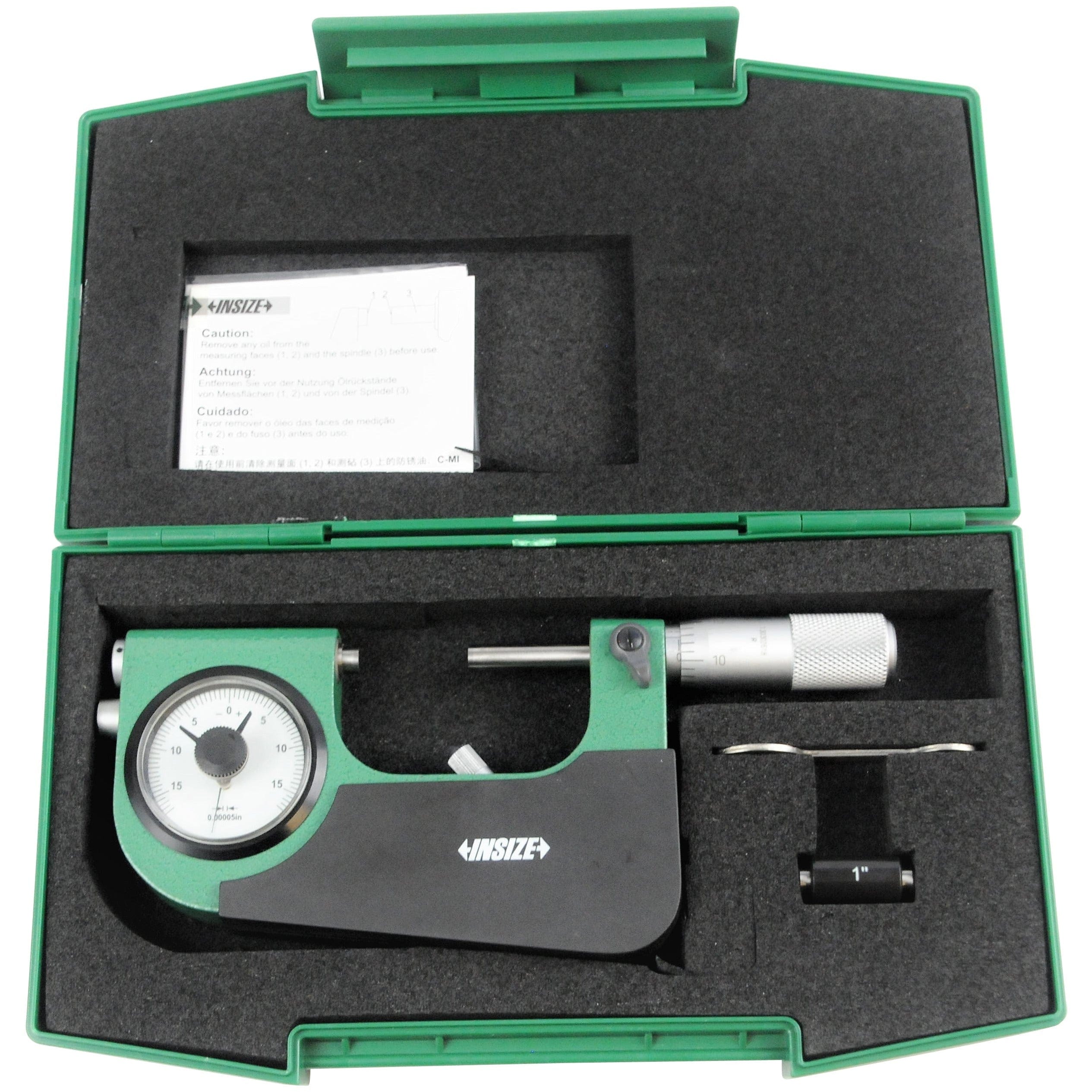 INSIZE Measuring Equipment Insize Indicating Micrometer with Support 1-2" Range Series 3332-2