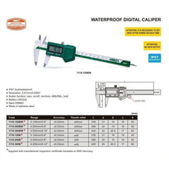 INSIZE Measuring Equipment INSIZE IP57 Waterproof Digital Caliper  0-150mm / 0-6" Range Series 1118-150B