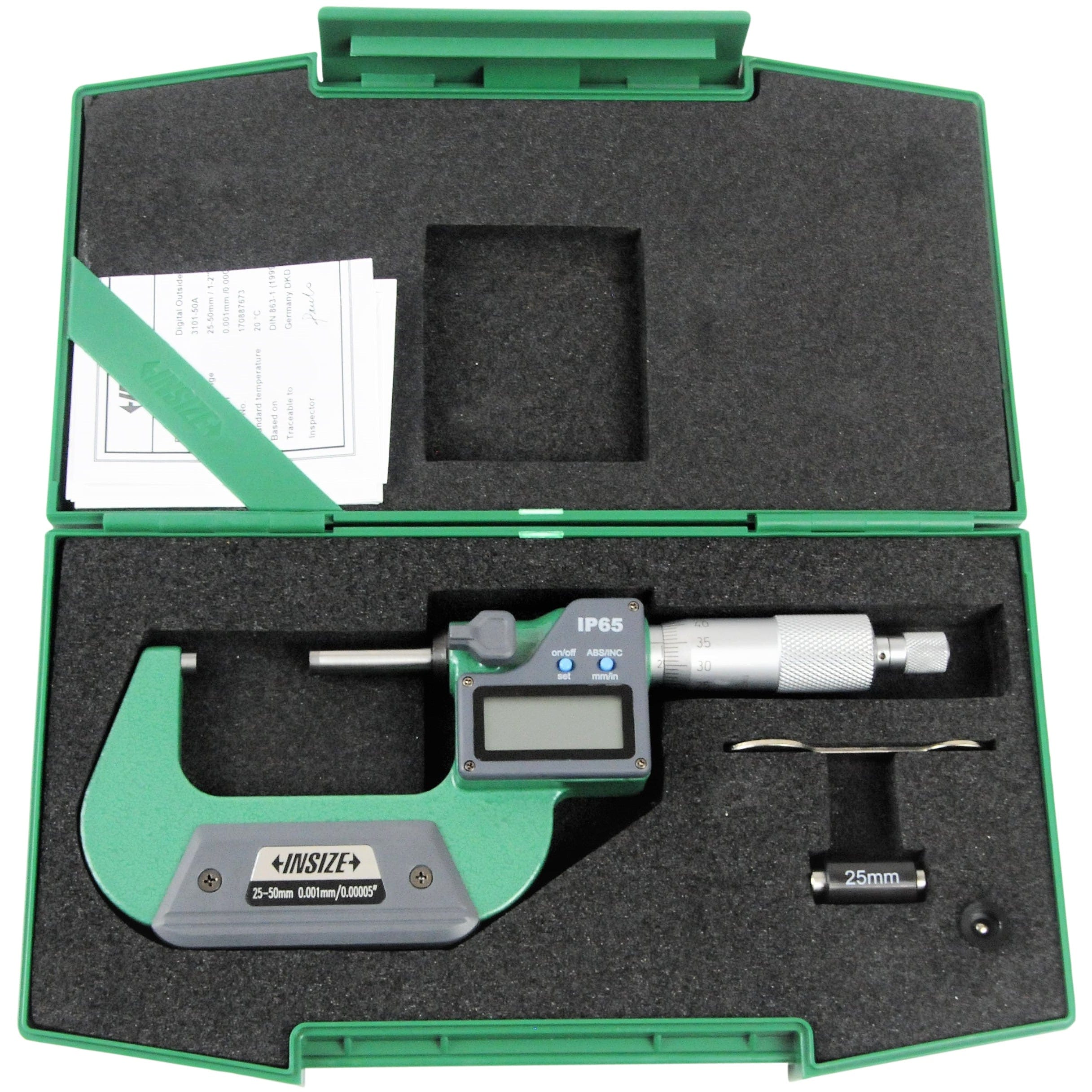 INSIZE Measuring Equipment Insize IP65 Digital Outside Micrometer 25 - 50mm / 1-2" Range Series 3101-50A