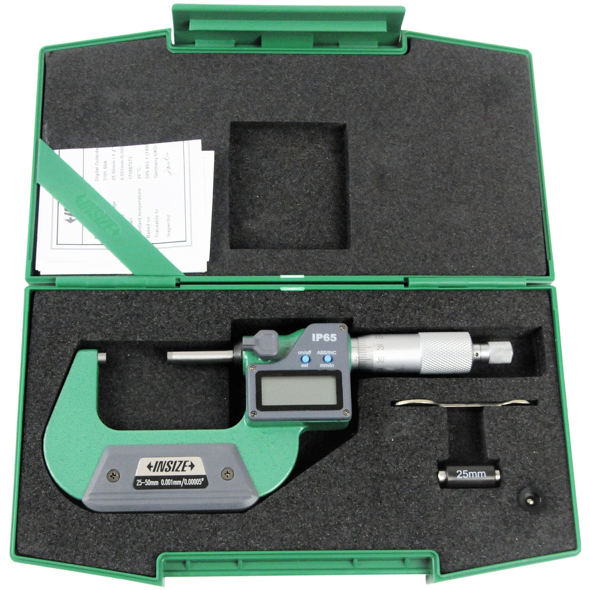 INSIZE Measuring Equipment Insize IP65 Digital Outside Micrometer 25 - 50mm / 1-2" Range Series 3101-50A