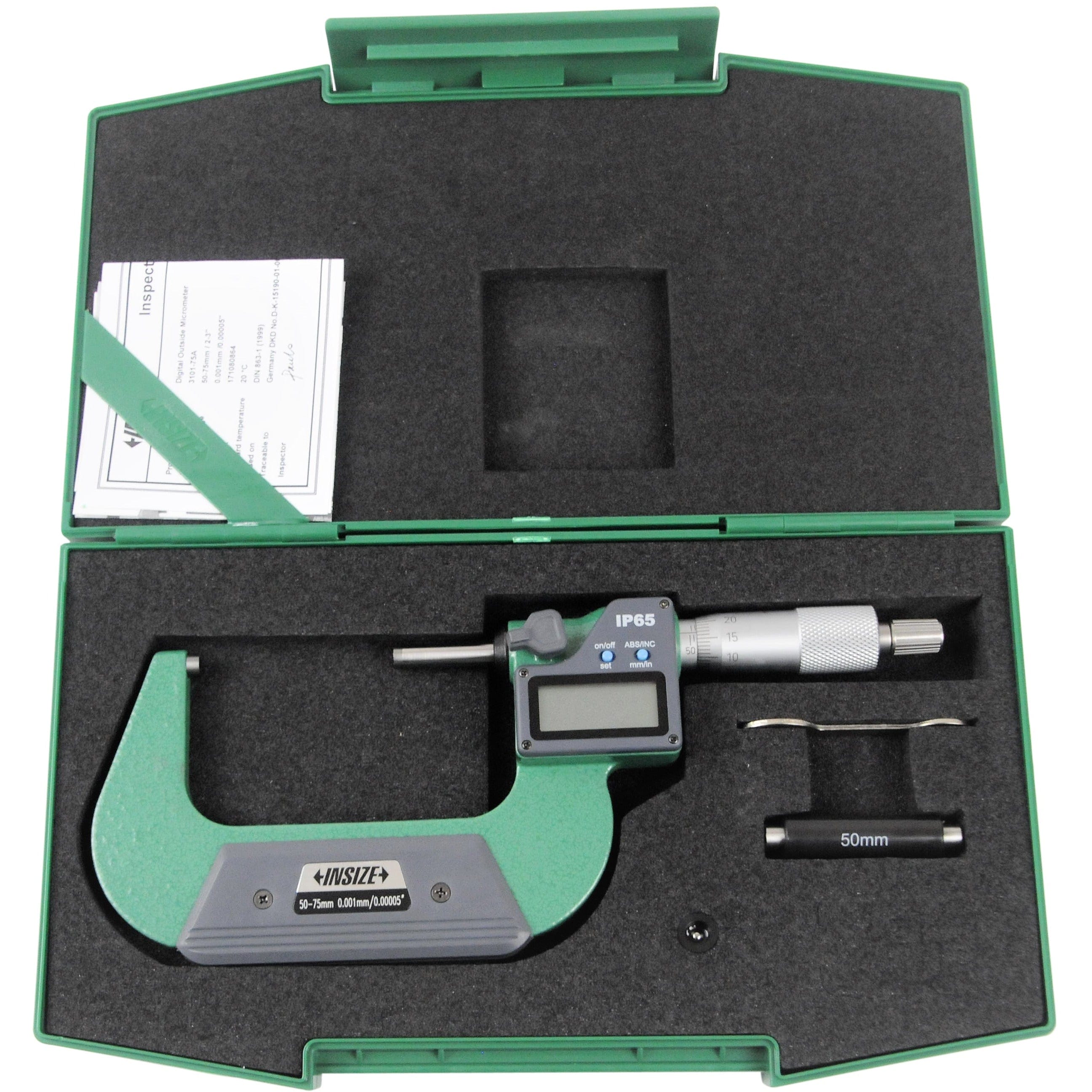 INSIZE Measuring Equipment Insize IP65 Digital Outside Micrometer 50-75mm / 2-3" Range Series 3101-75A