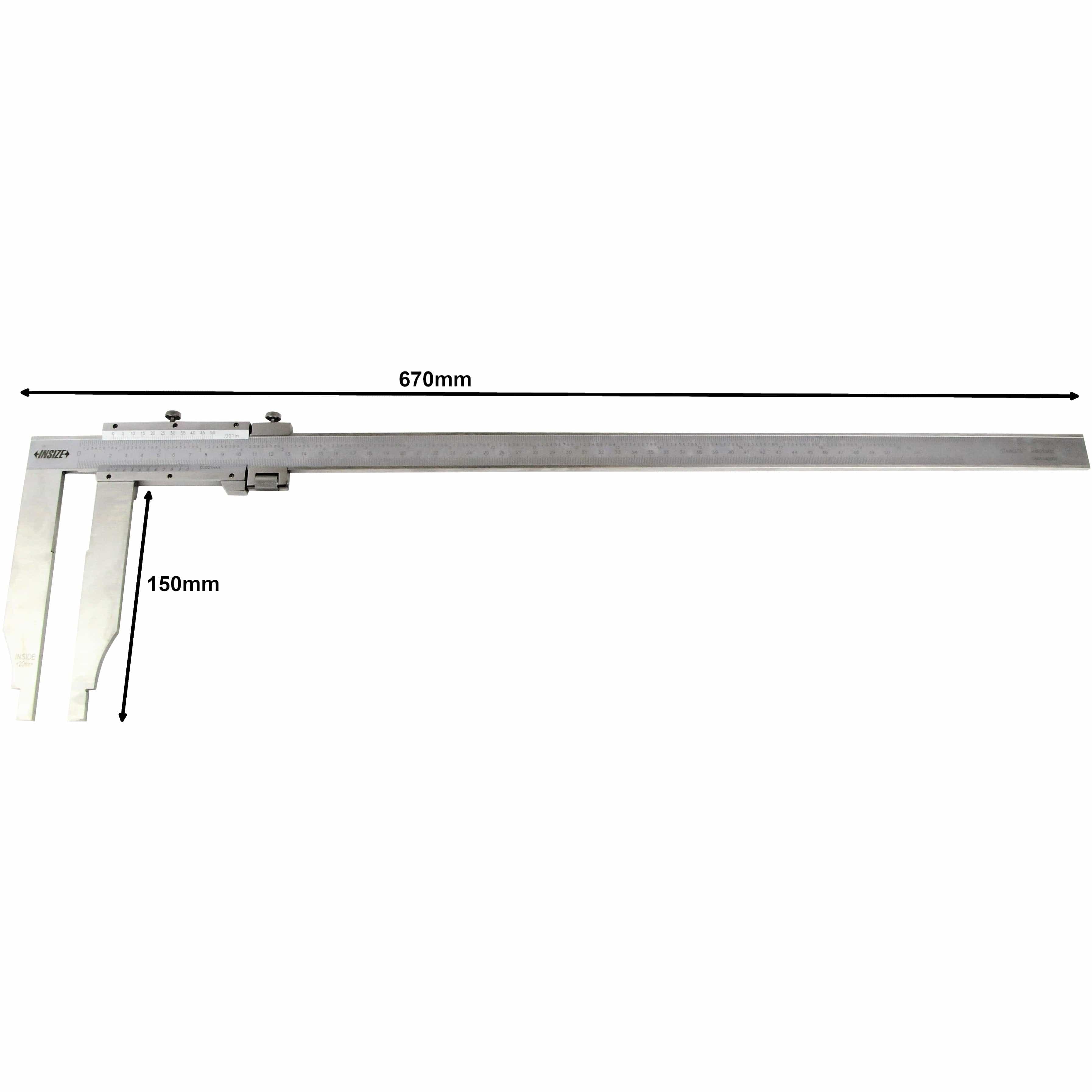 INSIZE Measuring Equipment Insize Long Jaw Vernier Caliper 0-500mm/0-20" Range Series 1215-522