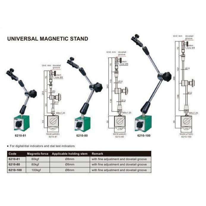 INSIZE Measuring Equipment Insize Mechanical Lock Magnetic Stand 80 kg Force Series 6210-80E