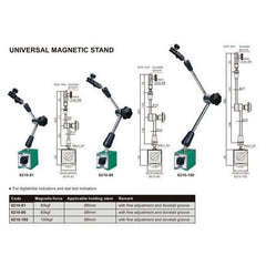 INSIZE Measuring Equipment Insize Mechanical Lock Magnetic Stand 80 kg Force Series 6210-80E