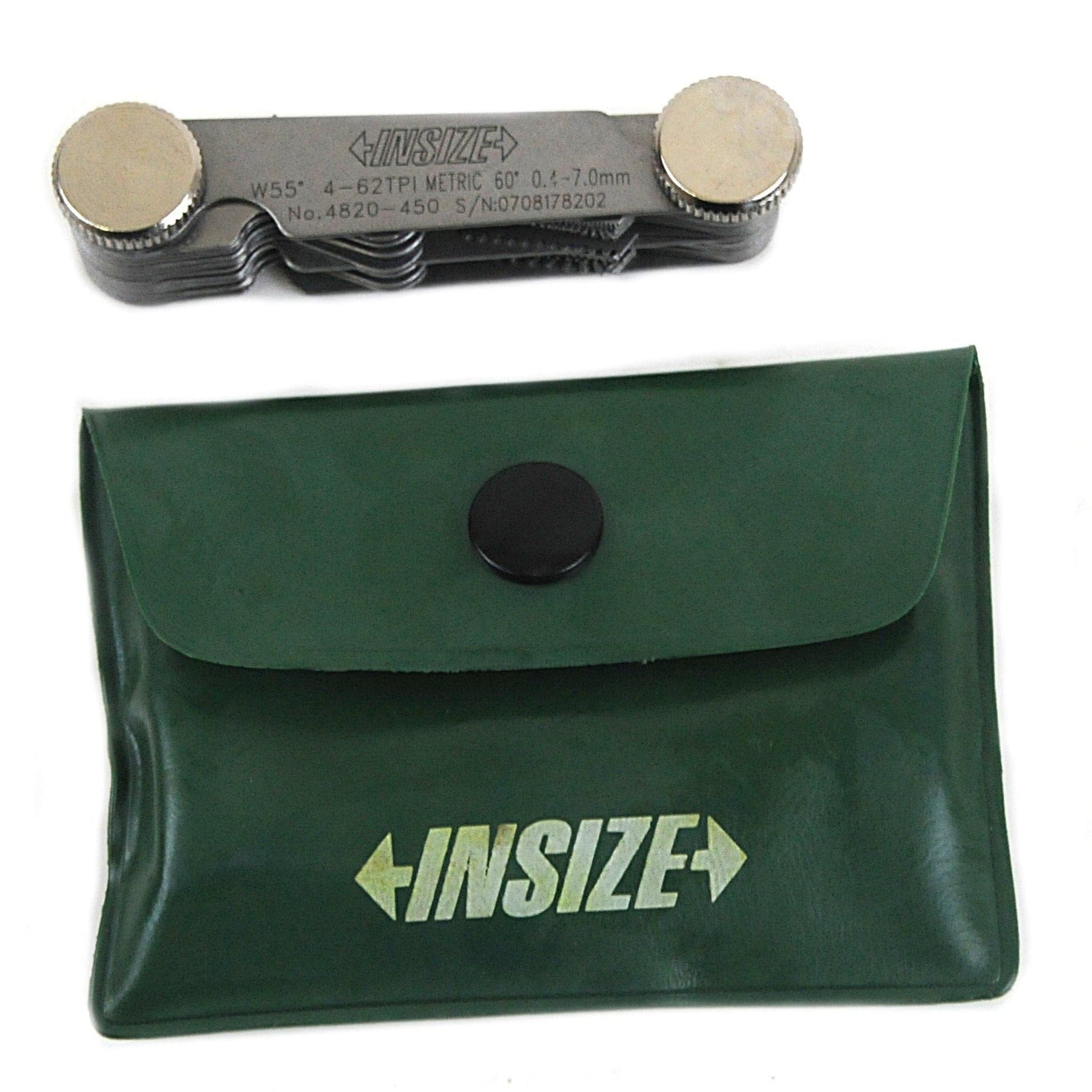 INSIZE Measuring Equipment Insize Metric 60° & Whitworth 55° Screw Pitch Gauge 0.4-7mm/4-62TPI Range Series 4820-450
