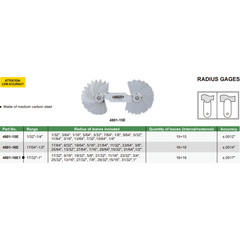 INSIZE MEASURING EQUIPMENT Insize Radius Gauge Set 17/32"-1" Range Series 4801-16E1