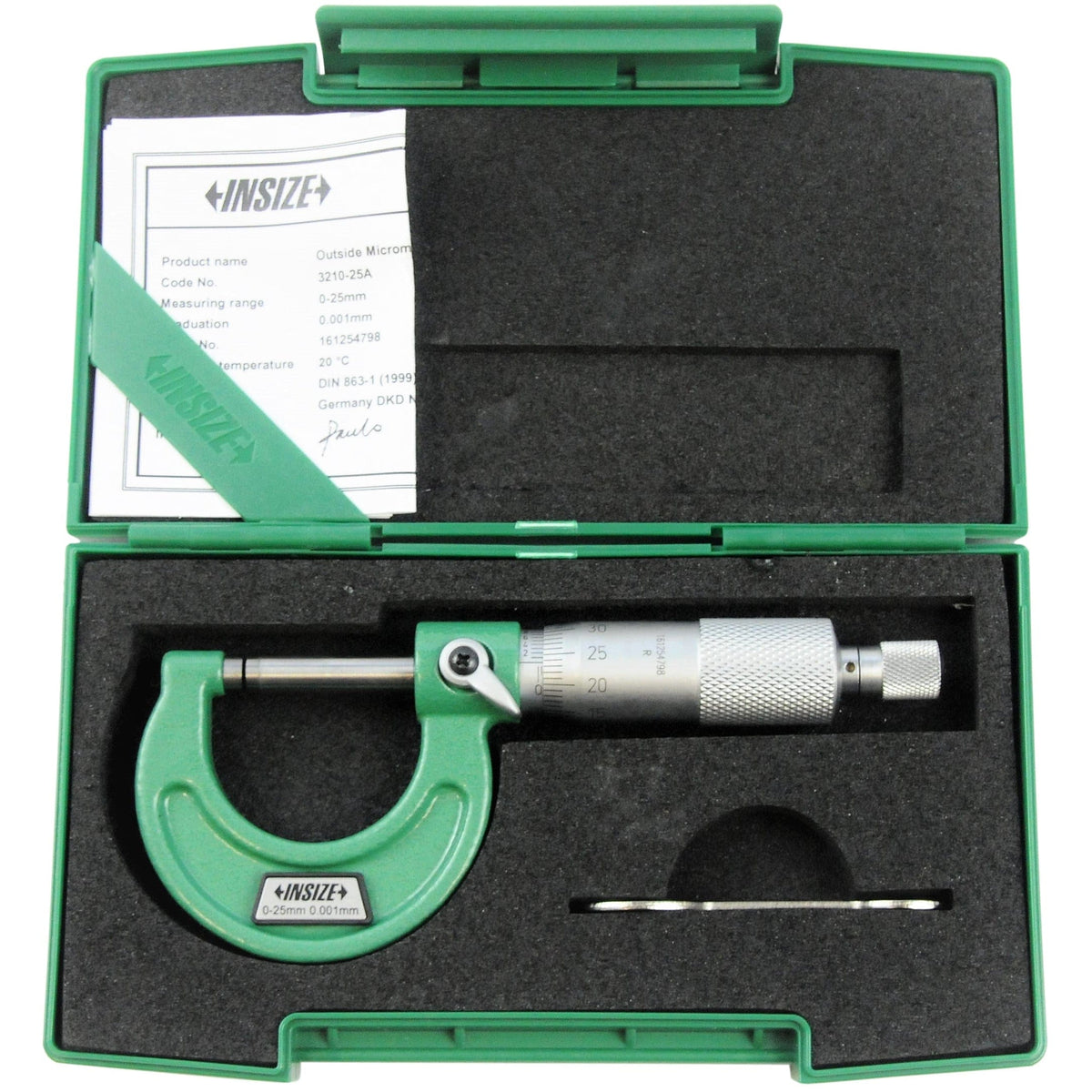 INSIZE Measuring Equipment Insize Ratchet Stop Type Outside Micrometer 0-25mm Range Series 3210-25A