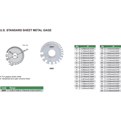 INSIZE MEASURING EQUIPMENT Insize Sheet Metal Gauge AWG #0–36 Range Series 4809