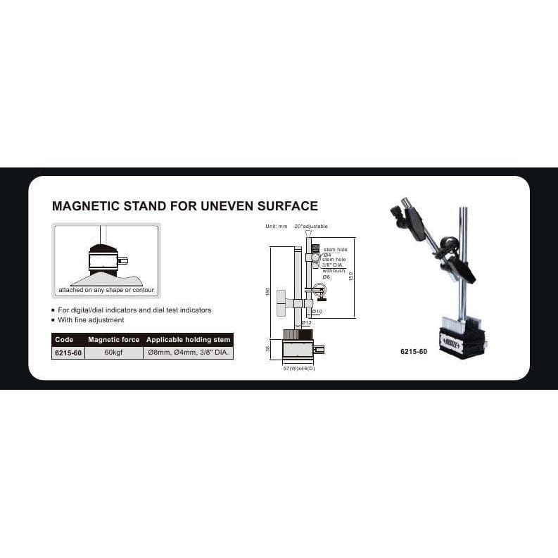 INSIZE Measuring Equipment Insize Uneven Contour Magnetic Stand 60 kg Force Series 6215-60