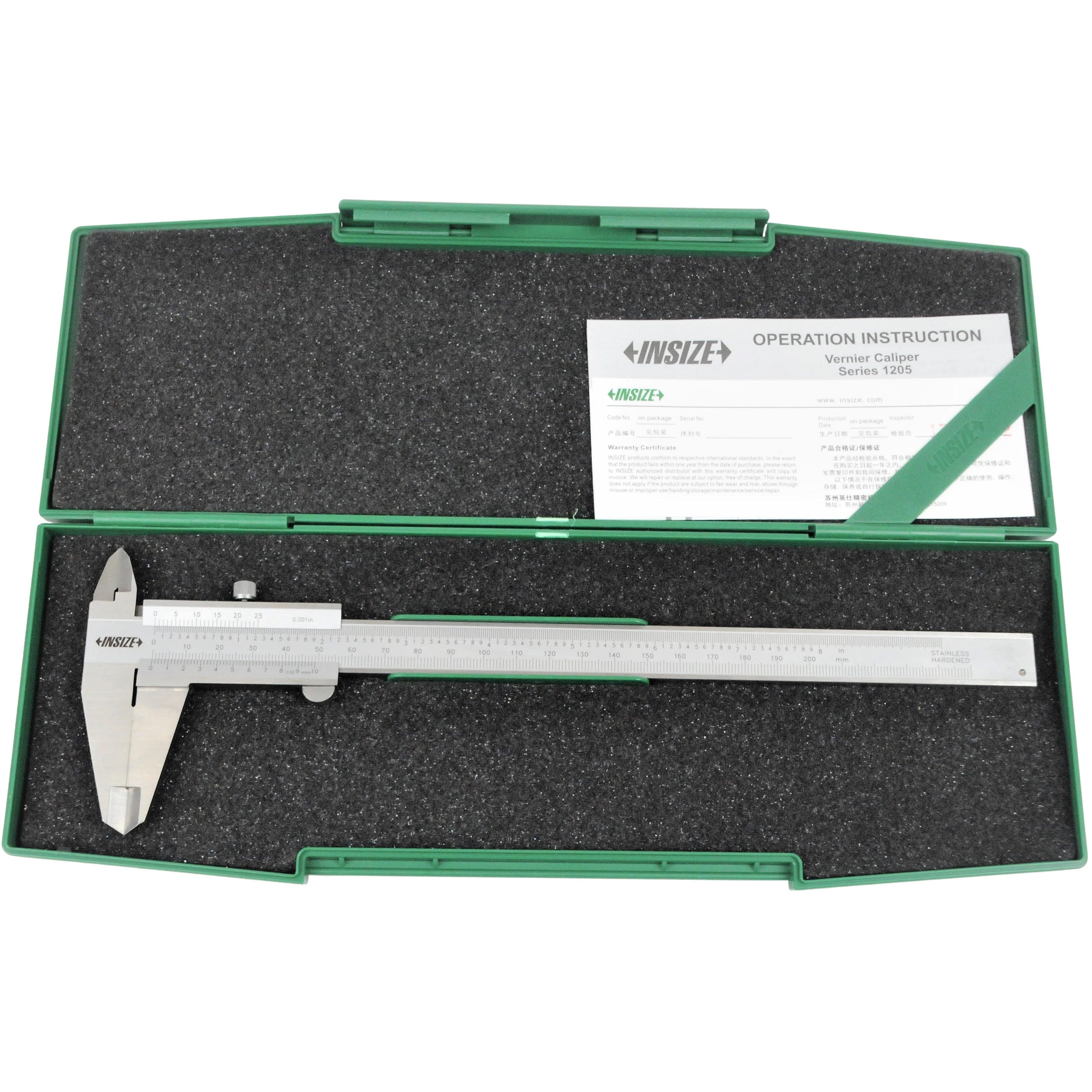 INSIZE Measuring Equipment Insize Vernier Caliper 0-200mm/0-8" Range Series 1205-2002S