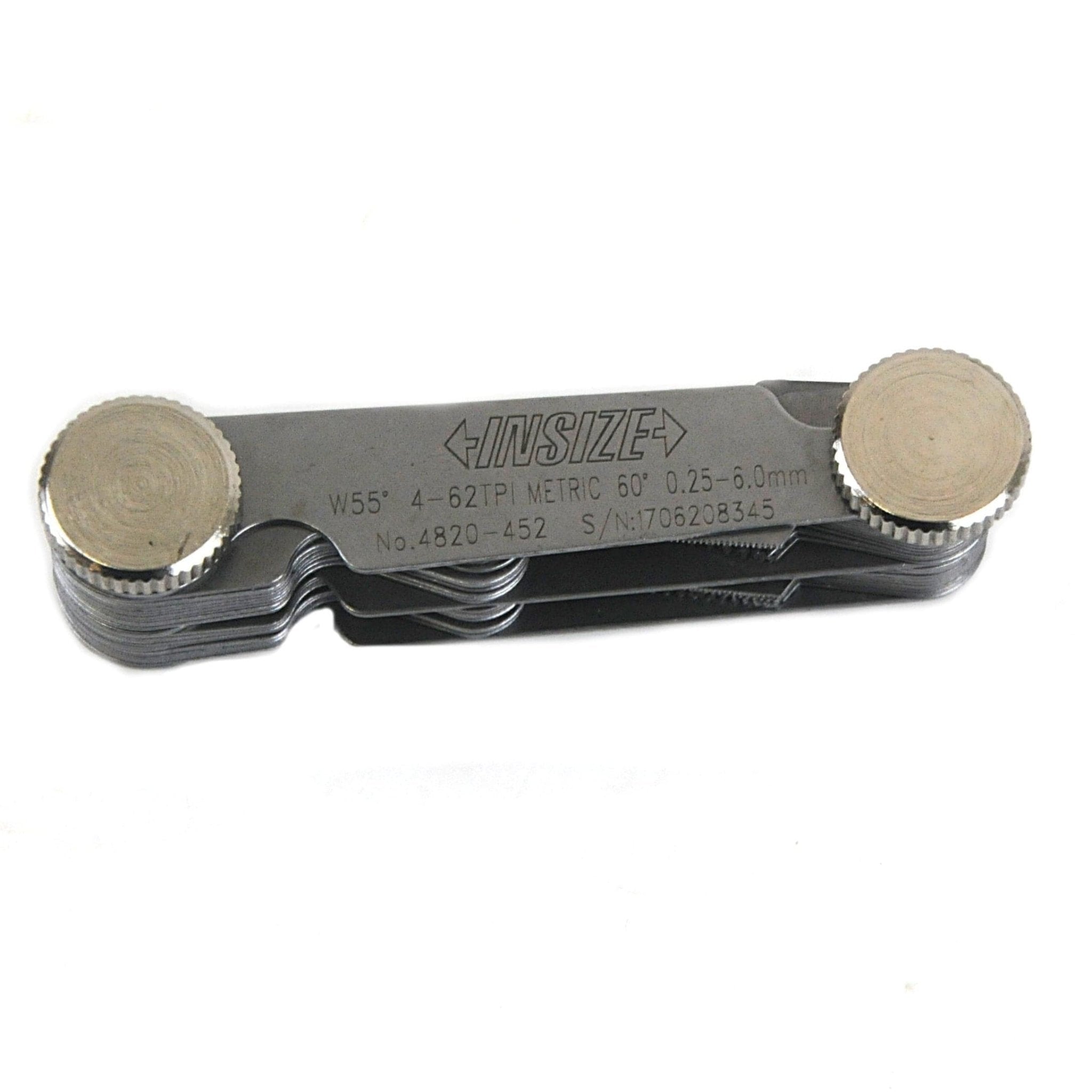 Insize Metric 60° & Whitworth 55° Screw Pitch Gauge 0.25-6mm/4-62TPI Range Series 4820-452 - Twin Eagle Imports