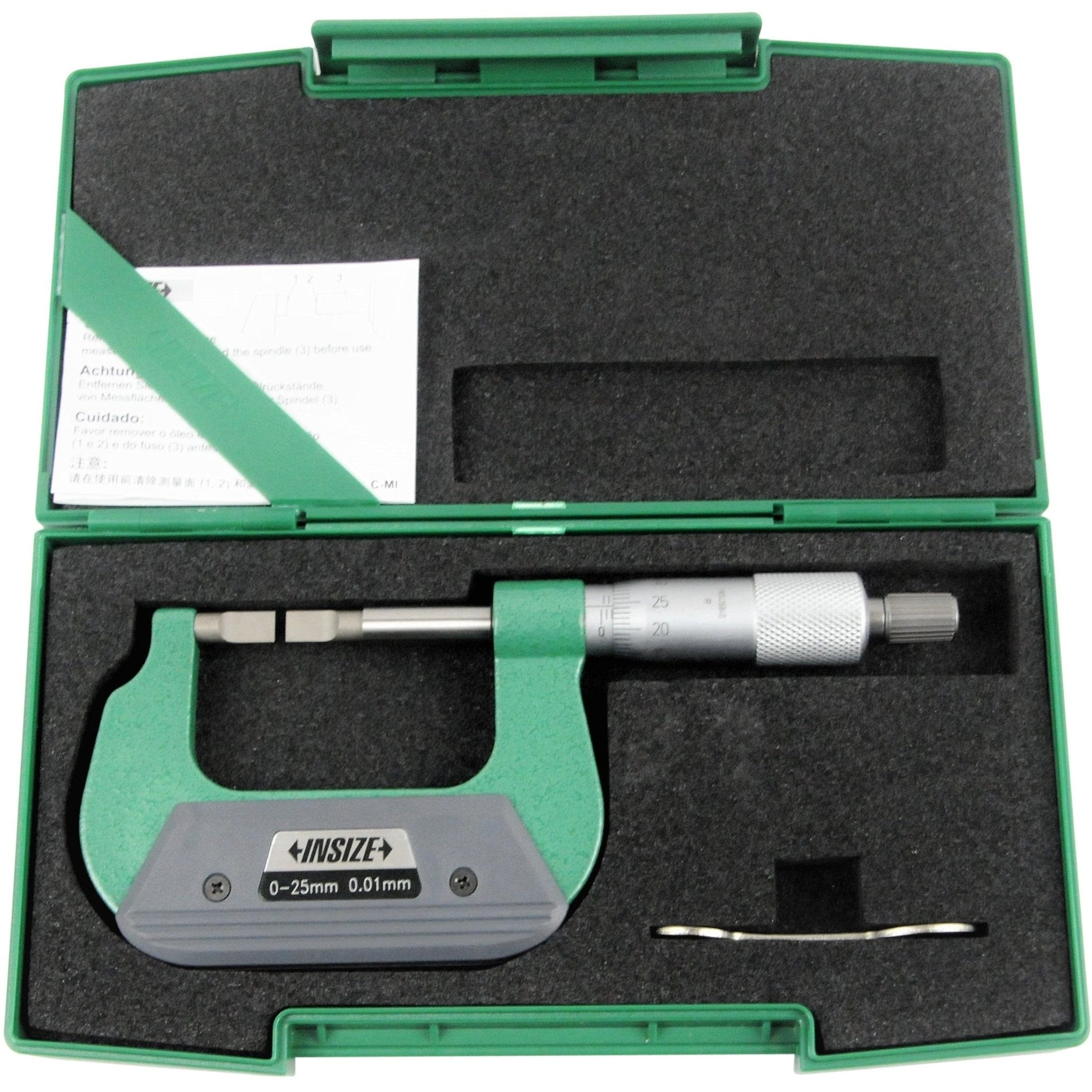 Insize Metric Outside Blade Micrometer 0-25mm Range Series 3232-25A - Twin Eagle Imports