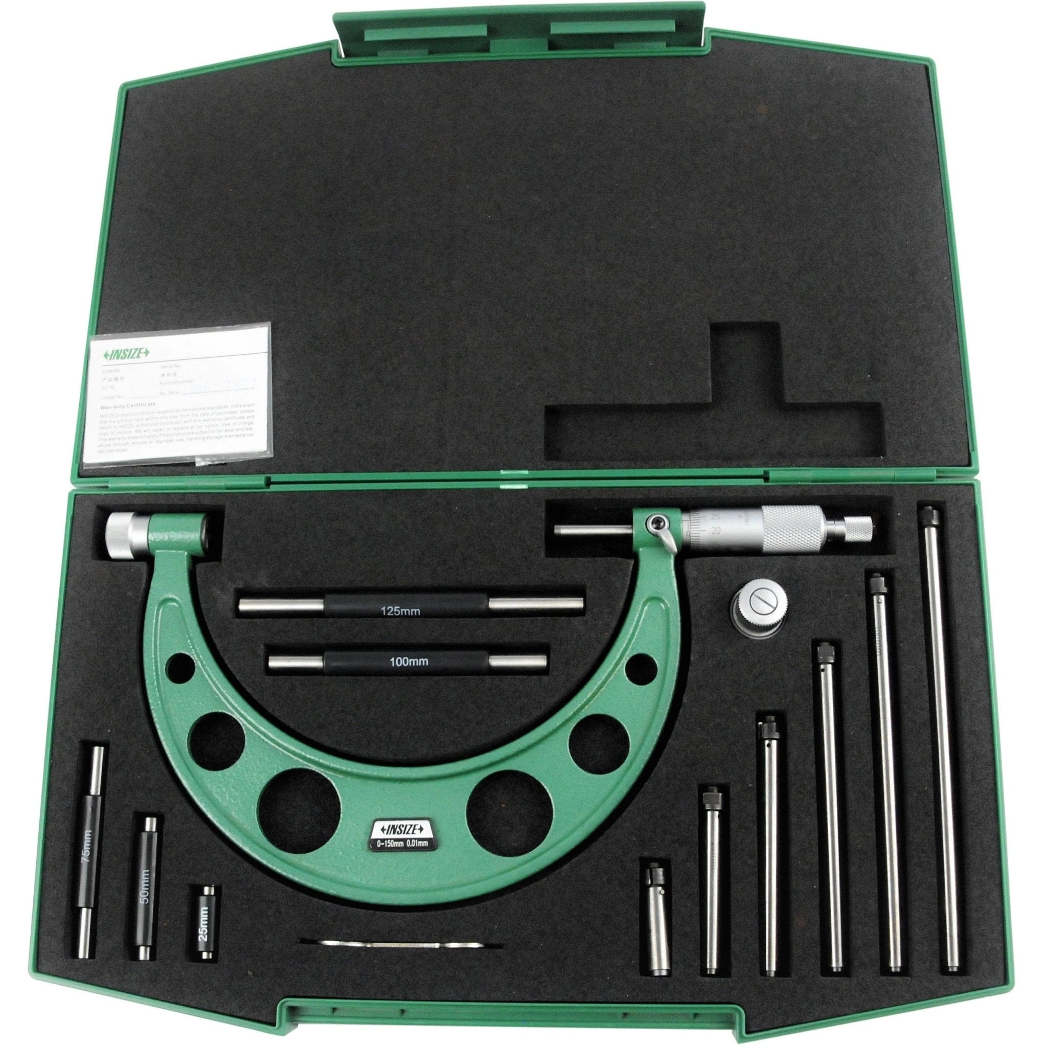 Insize Metric Outside Micrometer 0-150mm Range Series 3206-150A - Twin Eagle Imports