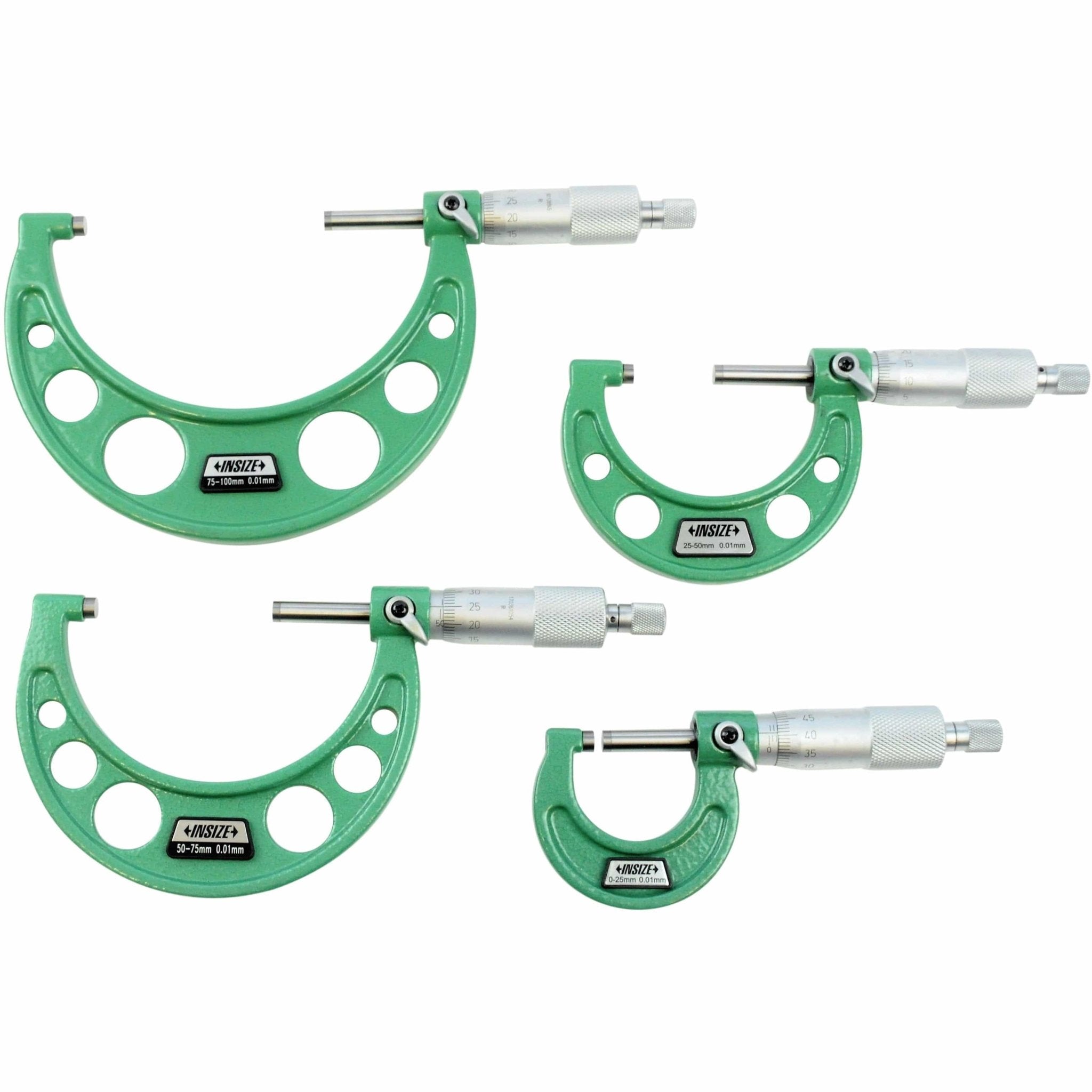 Insize Metric Outside Micrometer Set 0-100mm Range Series 3203-1004A - Twin Eagle Imports