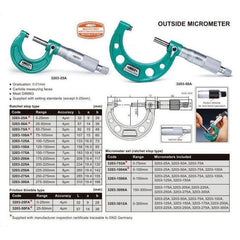 Insize Metric Outside Micrometer Set 0-100mm Range Series 3203-1004A - Twin Eagle Imports