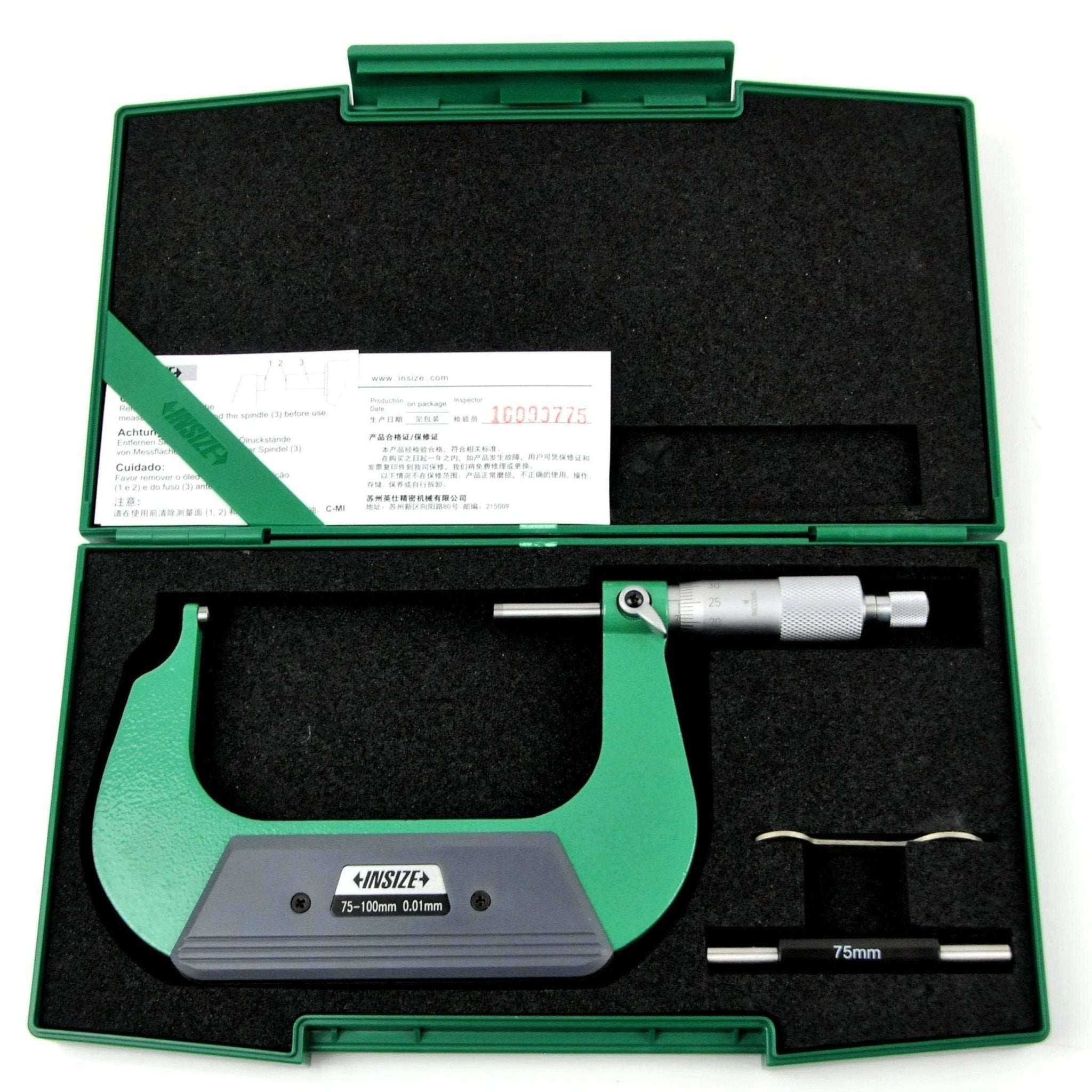 Insize Spherical Anvil Tube Micrometer 75-100mm Type A Series 3260-100A - Twin Eagle Imports