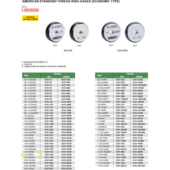Insize Thread GO Ring Gauge 1/2"-20 UNF Series 4121-1A2 - Twin Eagle Imports
