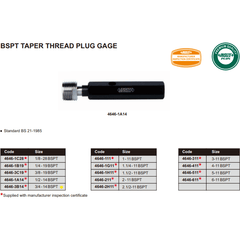 Insize Thread Plug Gauge 3/4"-14 BPST Series - 4646-3B14 - Twin Eagle Imports