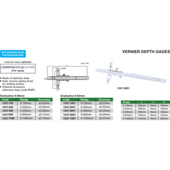 Insize Vernier Depth Gauge 0-1000mm Range Series 1247-1001 - Twin Eagle Imports
