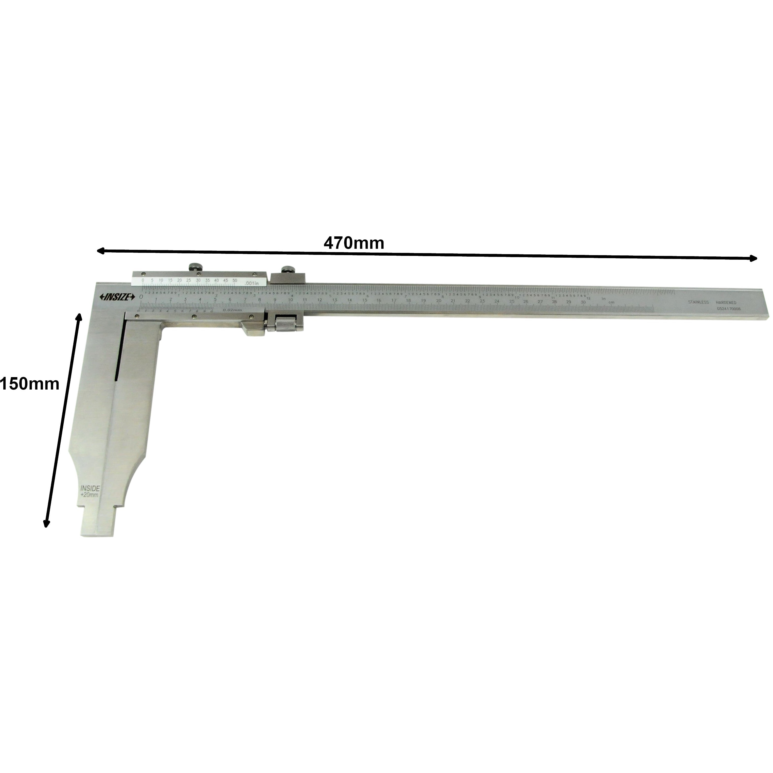 Insize Long Jaw Vernier Caliper 0-300mm/0-12" Range Series 1215-322