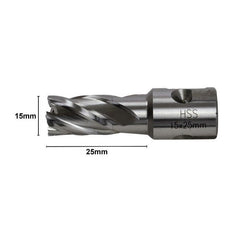 15 x 25mm HSS Annular Broach Cutter ; Rotabroach Magnetic Drill. ; Universal Shank