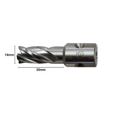 14 x 25mm HSS Annular Broach Cutter ; Rotabroach Magnetic Drill. ; Universal Shank