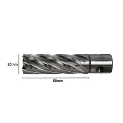 Twin Eagle Imports Annular Cutter 20 x 50mm D.O.C HSS Weldon Shank Annular Cutter