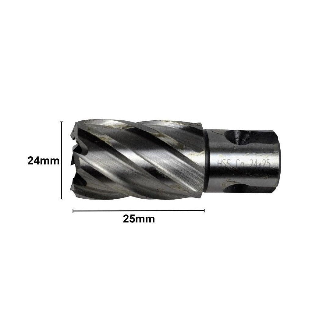 Twin Eagle Imports Annular Cutter 24 x 25mm D.O.C HSS Weldon Shank Annular Cutter